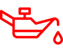 Red oil can icon with a droplet, indicating oil level warning.