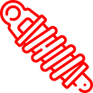 Illustration of a red coil spring with mounting brackets.