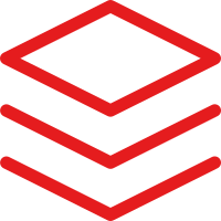 Red outline of three stacked rectangles on a green background.