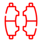Red symmetrical abstract shape resembling a stylized butterfly or bowtie.