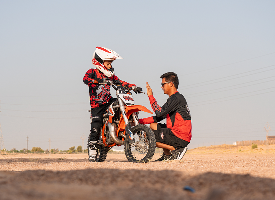 Kids motorbike training by Moto Zone in Dubai, focusing on safety and fun for young riders.